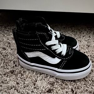 Toddler Black and White High-Top Vans Sneakers